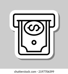 Cajero automático y el vector de icono simple de efectivo. Diseño plano. Pegar con sombra sobre fondo gris.ai