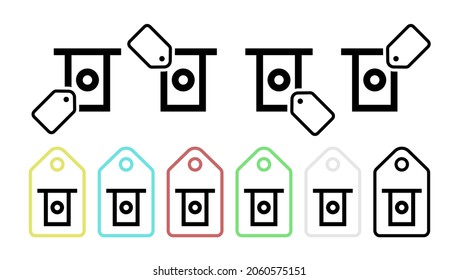 Atm cash vector icon in tag set illustration for ui and ux, website or mobile application
