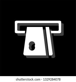 Atm cash. White flat simple icon with shadow
