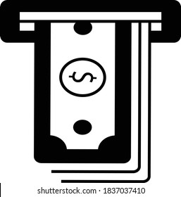 ATM Cash Withdraw Concept Vector Glyph Icon design, Credit Loan and Financing Symbol on White background