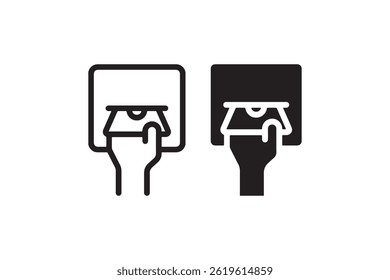 ATM Cash Withdrawal Icon Minimal Outline and Solid Vector