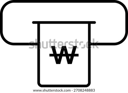 Atm cash withdrawal vector line icon