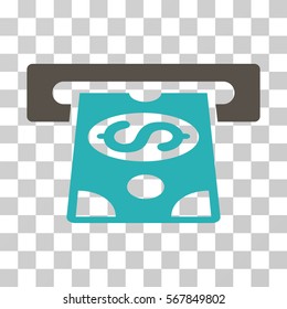 ATM Cashout icon. Vector illustration style is flat iconic bicolor symbol, grey and cyan colors, transparent background. Designed for web and software interfaces.