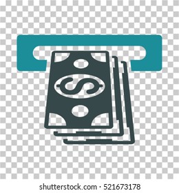 ATM Cashout icon. Vector pictogram style is a flat symbol, color, chess transparent background. Designed for software and web interface toolbars and menus.