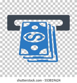 ATM Cashout icon. Vector pictograph style is a flat symbol, color, chess transparent background. Designed for software and web interface toolbars and menus.