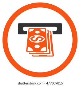 Atm Cashout rounded icon. Vector illustration style is flat iconic bicolor symbol, orange and gray colors, white background.