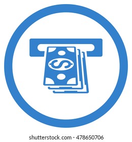 Atm Cashout rounded icon. Vector illustration style is flat iconic symbol, cobalt color, white background.
