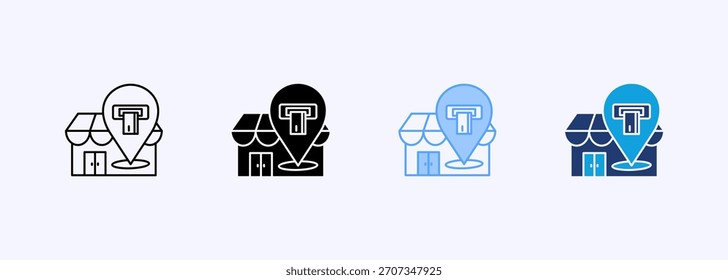Atm Center Icon Set Elemento De Colección De Estilo Múltiple Para Diseño