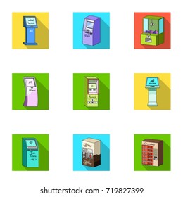 ATM, coffee machine, information apparatus and other types of terminals. Terminals set collection icons in flat style isometric vector symbol stock illustration web.