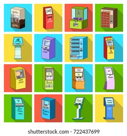 ATM, coffee machine, information apparatus and other types of terminals. Terminals set collection icons in flat style isometric vector symbol stock illustration web.