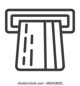 ATM credit card line icon, business and finance, cash sign vector graphics, a linear pattern on a white background, eps 10.