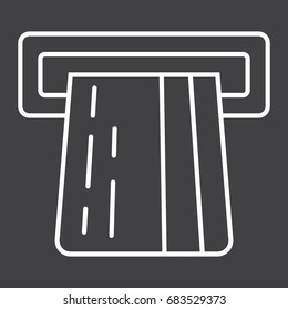 ATM credit card line icon, business and finance, cash sign vector graphics, a linear pattern on a black background, eps 10.