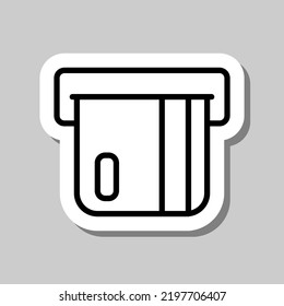 ATM, credit card simple icon vector. Flat design. Sticker with shadow on gray background.ai