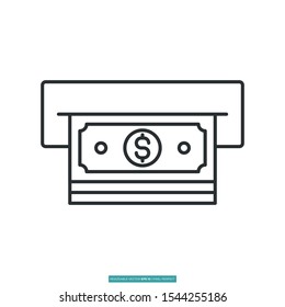 atm with dollar sign icon vector illustration logo template for many purpose. Isolated on white background.