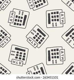 ATM doodle drawing seamless pattern background
