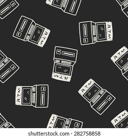 ATM doodle drawing seamless pattern background