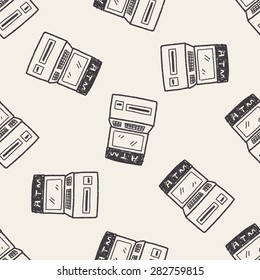 ATM doodle drawing seamless pattern background