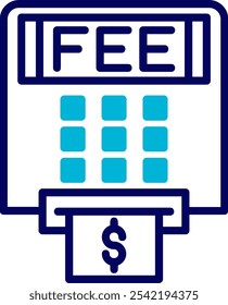 Atm Fees Blue Mixed Vector Icon Design