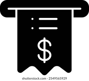 ATM Fees Icon with Dollar Sign, Receipt, and ATM to Indicate Transaction Fees
