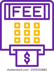 Atm Fees Line Two Color Vector Icon Design