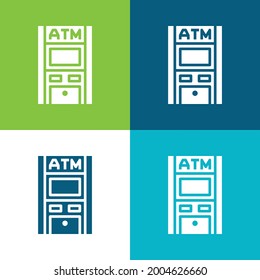 Atm Flat cuatro colores mínimo conjunto de iconos