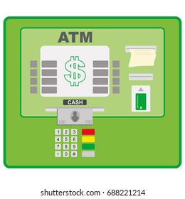 ATM flat icon. Automated teller machine sign. Cash sign. Payment using credit card. Vector illustration EPS10