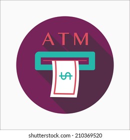 atm flat icon with long shadow