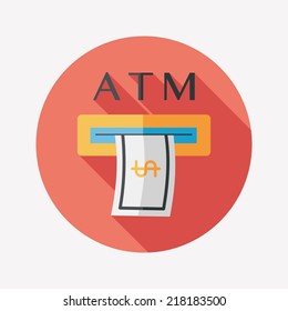 atm flat icon with long shadow