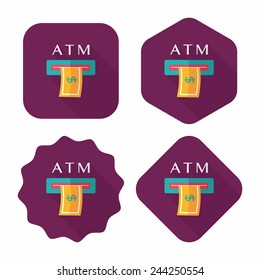 atm flat icon with long shadow