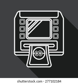 ATM flat icon with long shadow, line icon