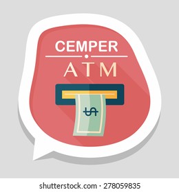 atm flat icon with long shadow