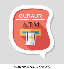 atm flat icon with long shadow