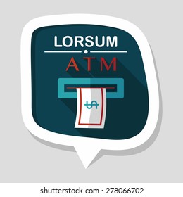 atm flat icon with long shadow