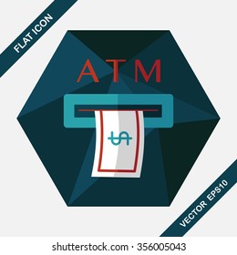 atm flat icon with long shadow