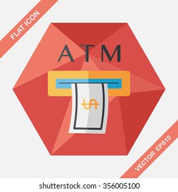 atm flat icon with long shadow