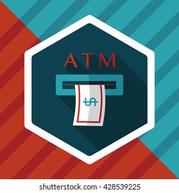 atm flat icon with long shadow