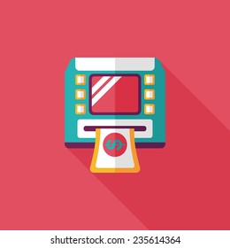 ATM flat icon with long shadow,eps10