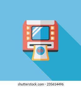 ATM flat icon with long shadow,eps10