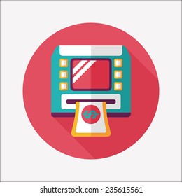 ATM flat icon with long shadow,eps10