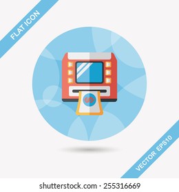 ATM flat icon with long shadow,eps10
