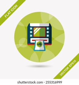 ATM flat icon with long shadow,eps10