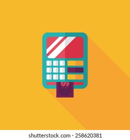 ATM flat icon with long shadow,eps10