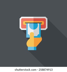 ATM flat icon with long shadow,eps10