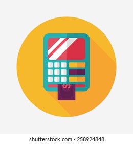ATM flat icon with long shadow,eps10