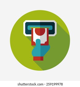 ATM flat icon with long shadow,eps10