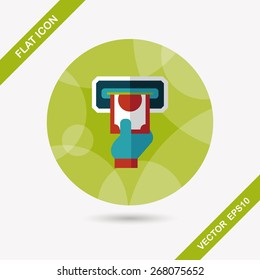 ATM flat icon with long shadow,eps10