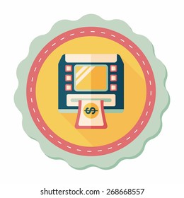 ATM flat icon with long shadow,eps10