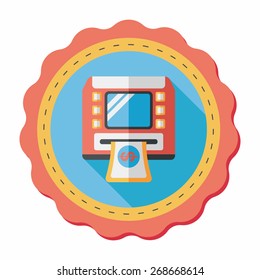 ATM flat icon with long shadow,eps10
