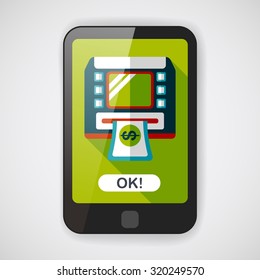 ATM flat icon with long shadow,eps10