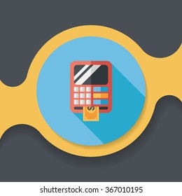 ATM flat icon with long shadow,eps10